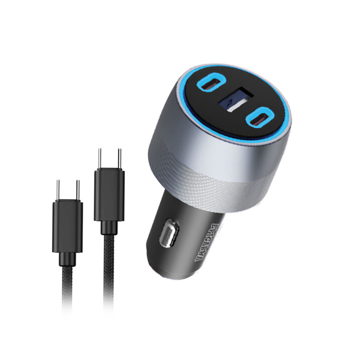 78W Car Charger with USB-C to USB-C  (1 meter Cable included)